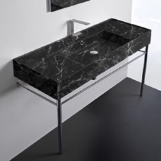Modern Console Sink, Black Marble Style Sink, 48 inch